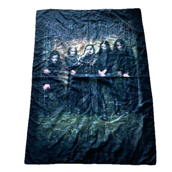 VTG Cradle Of Filth 2004 Coffin Fodder Album Metal Band Wall Hanging/Scarf Italy - Picture 3 of 16
